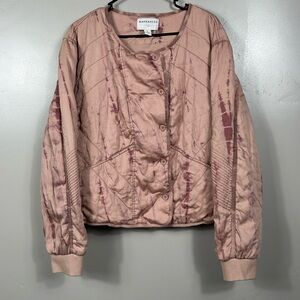 Anthropologie Marrakech Dusty Pink Quilted Jacket Size XL